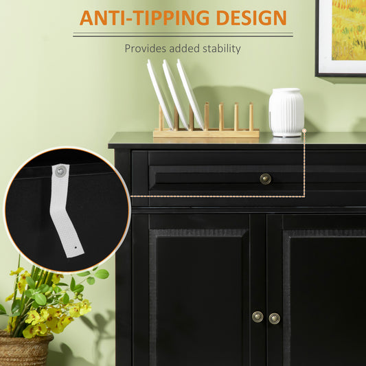 Sideboard Buffet Cabinet, Modern Accent Cabinet with 2 Drawers and Adjustable Shelves, Entryway Cabinet, Black
