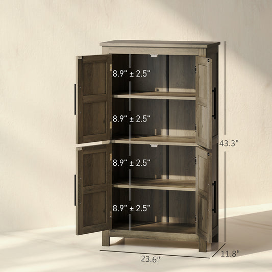 Brown Farmhouse Bathroom Cabinet with 4 Doors and Adjustable Shelf