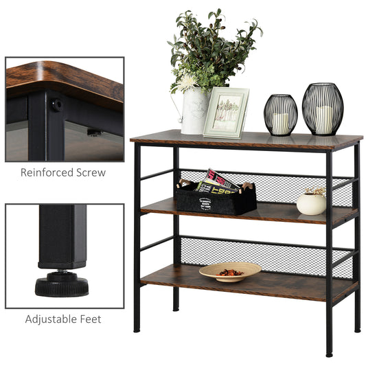 3-Tier Console Table Industrial Style Storage Shelf