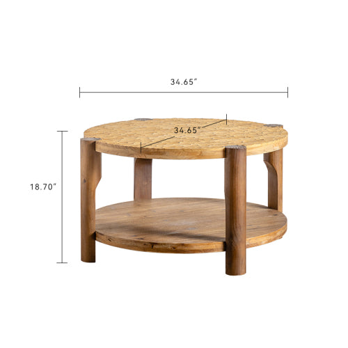 Round Coffee Table -solid wood legs