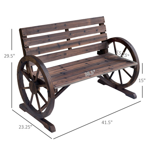 Rustic wagon wheel bench