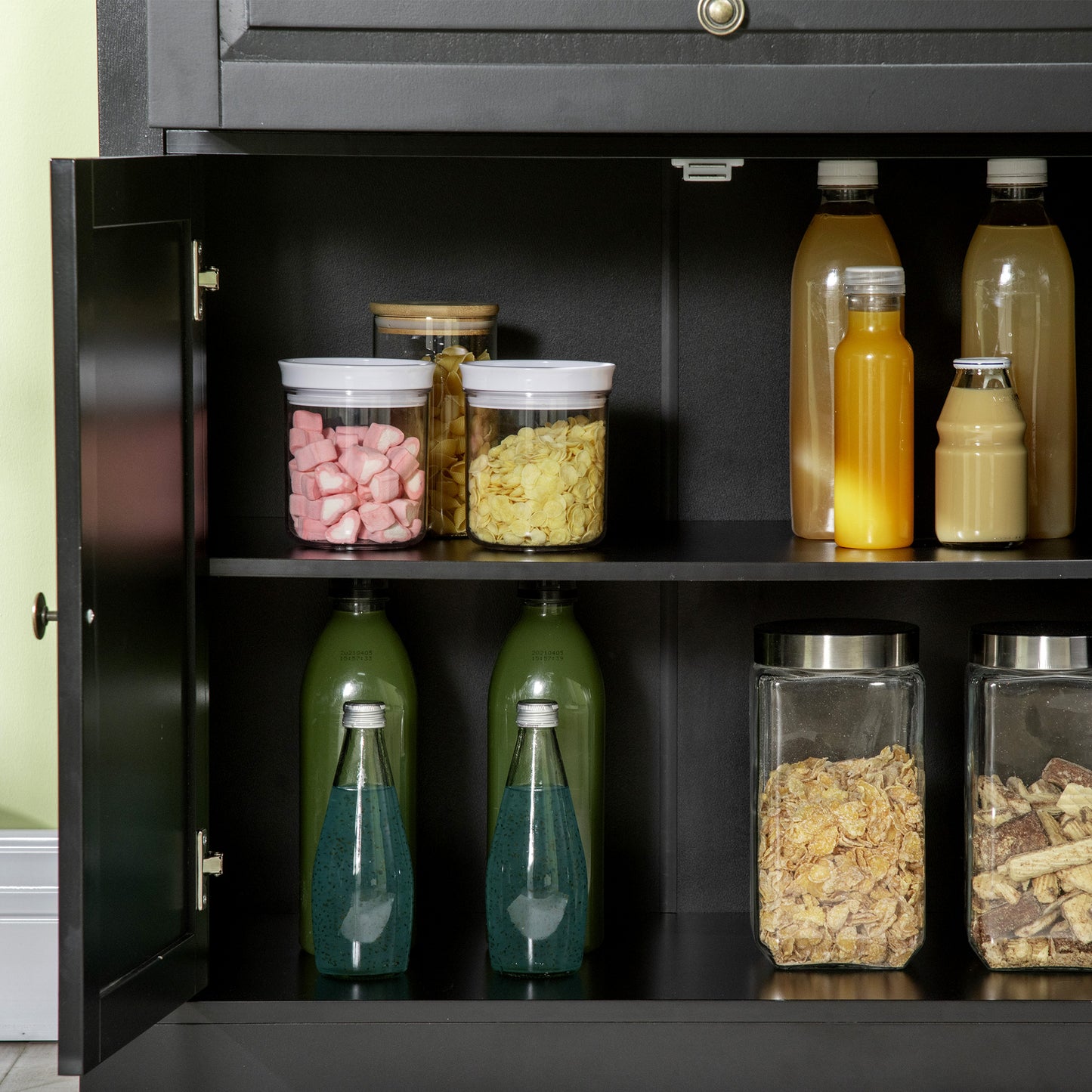 Sideboard Buffet Cabinet, Modern Accent Cabinet with 2 Drawers and Adjustable Shelves, Entryway Cabinet, Black