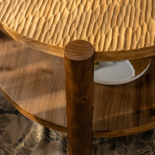 Round Coffee Table -solid wood legs