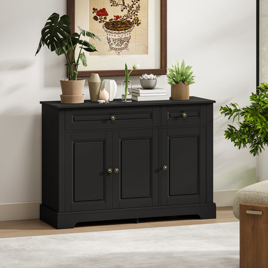 Sideboard Buffet Cabinet, Modern Accent Cabinet with 2 Drawers and Adjustable Shelves, Entryway Cabinet, Black