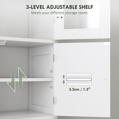 Freestanding White Bathroom Cabinet with Glass/Louvred Doors