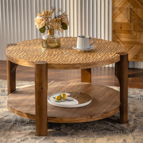 Round Coffee Table -solid wood legs
