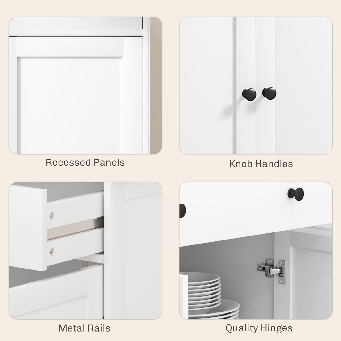 Modern Sideboard, Buffet Cabinet with Storage Drawers, White