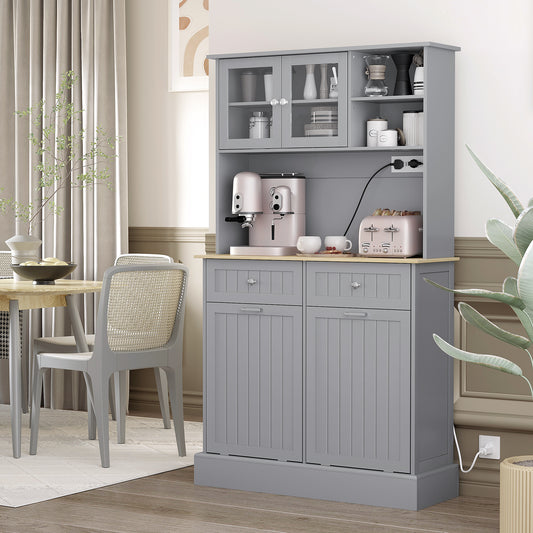 Freestanding Kitchen Pantry Cabinet, Gray